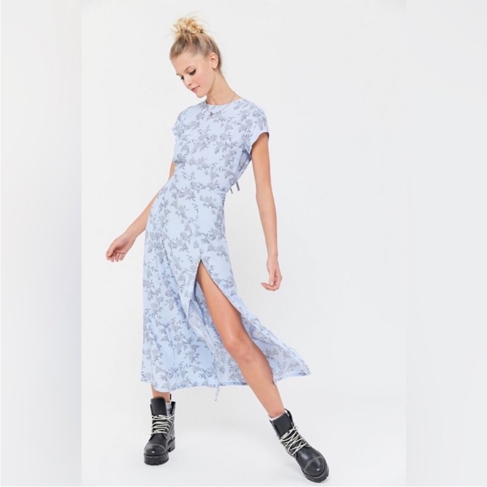 Urban Outfitters Blue and White Open Back Midi Dress